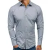 Chemises formelles pour hommes gris Marque Slim Fit Chemise à manches longues Mâle Coton Casual Chemise boutonnée pour hommes Chemise 2XL 210522