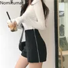 Nomikuma Seite Doppel-reißverschluss Shorts Frauen Koreanische Chic Hohe Taille Slim Fit Herbst Winter Neue Beiläufige Kurze Hosen Ropa Mujer 3d896 210323