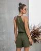 Women Lace Patchwork Playsuit Sexy Halter Hollow Out Backless Wide-leg Jumpsuit Solid Romper Summer Cotton Short Overalls Ladies 210507