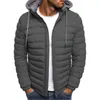 Män Vinter Parkas Mode Solid Hooded Cotton Coat Jacka Casual Warm Clothes Mens Overcoat Streetwear Puffer Jacket 211110
