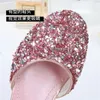 Sandalet Yaz Kızlar Prenses Çocuk Sequins Baotou Moda Metal Kolye Kristal Deri Ayakkabı 26-38