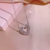 Charmant Mode Ontwerp Sieraden Set Wit Vergulde Bling CZ Hart Oorbellen Ketting Ring Set voor Meisjes Vrouwen Mooie Gift