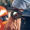Glenaw Design Marke Männer Hohl Automatische Schwarz Mechanische Uhr GMT Top Marke Reloj Hombre Uhren Wasserdicht 210329