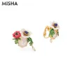 Boucles d'oreilles MISHA pour femmes filles à la main émail glaçure fleur Simulation gemmes fête romantique bijoux cadeaux L905