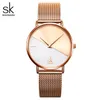 Shengke sk féminins bracelet watch set cuir poignet watch vintage Lady montre une horloge irrégulière mujer bayan kol saati montre féminino274w