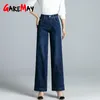 Mode Frauen Casual Gerade Jeans Plus Größe Stretch Weibliche Mom Denim Hosen Hohe Taille für 210428