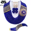 Серьги Ожерелье Majalia Fashion Classic Nigerian Свадебные Африканские Ювелирные изделия Королевские Голубая Кристалл Невеста Ювелирные Изделия Наборы 10CJ002