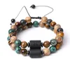 12 Constellation Classic Strands Casal Pulseira Picture Tigre Olho Pedra Natural Rodada Bordada Bordada Cordilheira Livre Tamanho Cura Pulseiras