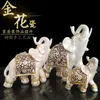 Kreatywny Szczęście Słoń Statua Słoń Figurki Żywicowy Miniatury Golden Feng Shui Elephant Ornament Home Decoration 210607