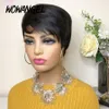 Perucas de cabelo humano retas brasileiras curtas com franja bob virgin pixie cut peruca para mulheres negras cosplay diário