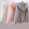 Faux Fur Rabbit imitation fur winter grass mink faux coat ladies artificial hooded soft plus size 2021 women's jacket red 4XL 5xl Y2209