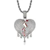 Pendant Necklaces Hip Hop Iced Out Full Cubic Zircon CZ Drop Heart Breaking & Necklace Rope Chain For Men Women Charm Jewelry