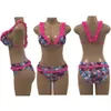 Conjunto de roupa de banho de tanga feminino, verão sexy brasileiro biquíni, plissado de volta, biquini, maillot 210630