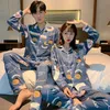 SLPBELY Paar Pyjamas Set Homewear Frühling Cartoon Sternenhimmel Langarm Männer Und Frauen Pyjamas Liebhaber Nachtwäsche Hause Kleidung 210809