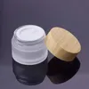 Luxus Gesichtsaugencreme Flasche Frostiertes Glas Kosmetikglas 5ml 10ml 15ml 30 ml 50 ml 100 ml Hautpflege -Lagerung mit Holzkornkappe