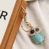 Belle femme cadeau hibou charme porte-clés coloré strass micro pave porte-clés pour la décoration de sac