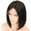 Straight Lace Front Bob Wigs Pre Plucked Middle Part Natural Color Peruvian Human Hair Wig Bleached Knots8534932