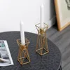 Ljushållare Nordic Metal DIY Hållare Kolumn Lyx Geometrisk Pelare Ljusstake Guld Kaffebord Kandelabros Tealight ZZ50ZT