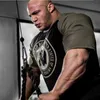 Män Kortärmad T-shirt Bodybuilding Workout Elasticitet Fitness Gym Mens T Shirt 210716