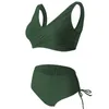 Solide Sexy Bikini Sommer Badeanzug Frauen 2 Stück Hohe Taille Push Up Bademode Tankini Badeanzüge Badeanzug 210630