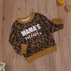 0-3Y outono inverno criança bebê garoto meninas meninos leopard sweatshirts manga longa letra Mama mini roupas casuais 210515