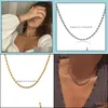 Necklaces & Pendants Jewelryhip Hop Punk 2Mm Metal Swag Twist Rope Chain Necklace For Women Men Fashion Jewelry Gold Sier Color Chains Gift