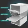 Cabinet Drawer Shoe Box Stackable Home Storage Bins Women Men Foldable Boxes Plastic Boot Flip Z10P1062 211102