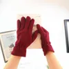 5本の指の手袋秋の冬の模倣ラムベルベットソリッドウーマンレッドパープルカーキアウトドアライディ