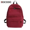 HOCODO Solid Canvas Backpack For Teenagers Women Casual Large Capacity School Bag Simple College Wind Travel Backpack Mochila K726