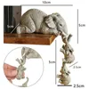 Elephant Hars Ornamenten Drie-delige Decoraties 3 Elephant Moeders Twee baby's opknoping op de rand van handwerkstandbeelden DROPSHIP 210727