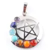 WOJIAER Natural pentagram Pendant Gem Healing Reiki 7 Chakra Meditating Figure Choko Charm Beads Jewelry For Girls N3634