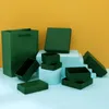 Dark GreenBrand Geschenkverpackungsboxen für Halskette, Ohrringe, Ring, Papierkarte, Einzelhandelsverpackung für Modeschmuck-Accessoires