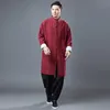 Männer Chinesische Kongfu Lose Beiläufige Baumwolle Leinen Lange Strickjacke Trenchcoat Frühling Herbst Mann Vintage Streetwear Jacke Kostüme Mäntel