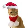 Christmas Hat Pet Costume For Cat Dog Puppy Costumes Scarf Gift New Year Santa Winter Cosplay Halloween Supply