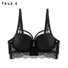 Top Sexy Bra Green Brassiere 32 34 36 38 Size Underwear Cotton Thick Women Bras Lace Lingerie Embroidery Push-Up Bra Black 210623