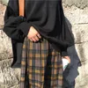 Kadın Sonbahar Draped Kabuk Pileli Uzun Örme Etek Zarif Kış Yün Karışımı A-Line Örgü Elastik Bel 210529