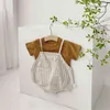 Summer Baby Clothes born boys Solid Tee and Plaid Bodysuits With Hat Infant Girl Clothing Sets 210429