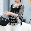 Vintage Spitze Plus Size Hemd für Frauen Oansatz Sommer Top Bluse Batwing Sleeve Stickerei Lässige Blusen 4015 50 210512