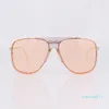 Luxe- kwaliteit Oversize Roze Square Pilot Eye Women Women Mode Merk Zonnebril Mannen Dragen Clear Sunglasses Lens. Met originele doos xvllw