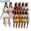 Femmes Deux Pièces Pantalons Ensemble Designer Survêtements Slim Sexy Sans Manches Halter Cou Conception D'été Costumes Occasionnels Solide Couleur Shorts Tenues