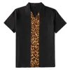 Męskie Leopard Drukuj Koszula męska Dorywczo Krótki Rękaw Overhemden Heren Bluzka Mężczyźni Duży Rozmiar Koszulki męskie Dress 210527