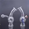 Detachable Glass oil wax Bong mini portable Removable recycler dab rig for smoke with oil burner pipe and metal smoking bowl Easy clean