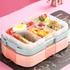 Caixa de almoço portátil para crianças escola microondas plástico bentobox com compartimentos salada frutas alimentos containerbox material saudável wll270q