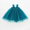 Sommar baby flicka mini klänning suspender solid färg ruffle gasbind ovanför knä kort kjol barn klota tjejer utomhus klänningar 18mr l2