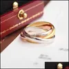 Bandringen Sieraden JHangke Trinity Ring Titanium Staal Triple Love Voor Dames Heren Bruiloft Verloving S Geschenk Drop Delivery 2021 At53409930