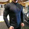 Рубашка бегущих майки рубашка мужская футболка с длинным рукавом сжатие рубашки тренажерный зал Фитнес спорт на велосипеде Zipper Rashgard