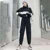 Höst Hög midja StreetWear Cargo Byxor Kvinnor Harajuku Loose Joggers Kvinnor 2 Piece Suit Harem Camo Byxor 211112