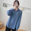 Fashion retro Spring and Summer Solid color Shirt Long Sleeve All-Match Loose Temperament Tops for Women Shirts Ladies 210507