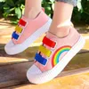 Rainbow dzieci chodzące buty dziecięce chłopiec dziewczyna oddychające płótno buty letnie antysidowe sporty sneakers wiosna mody mieszkania 211022