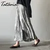 女性サテンシルキートランペットロングスリムエレガントAライン210514のためのタタリアのハイウエストヒョウプリントスカート